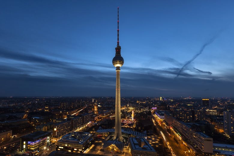 Berlin's TV Tower at night