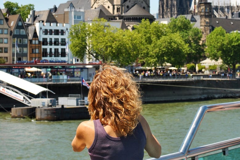 Enjoying a boat ride along the Rhine