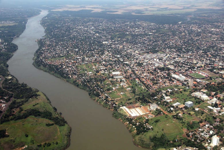 Vista aérea de Ciudad del Este, en Paraguay