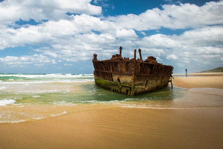 Barco naufragado em Fraser Island