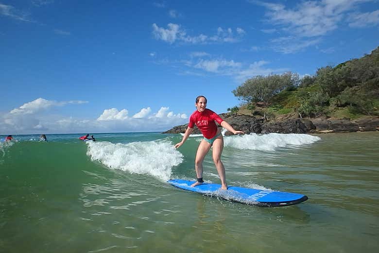 Surfing Lesson at Double Island Point from Noosa Heads