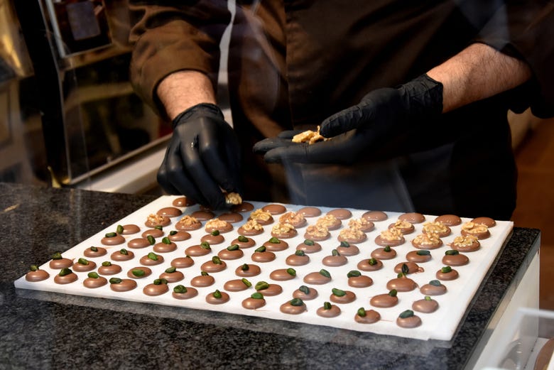 Produção de chocolates belgas