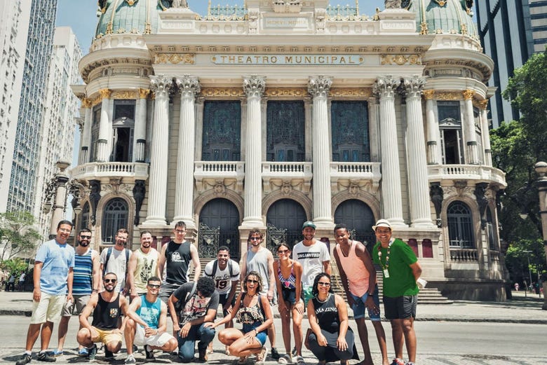 Foto di gruppo durante il free tour di Rio de Janeiro