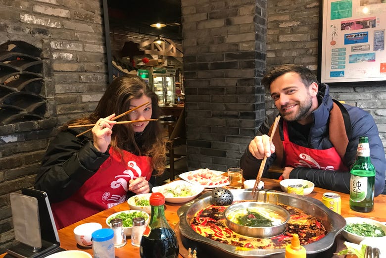 Enjoying the food tour of Chengdu