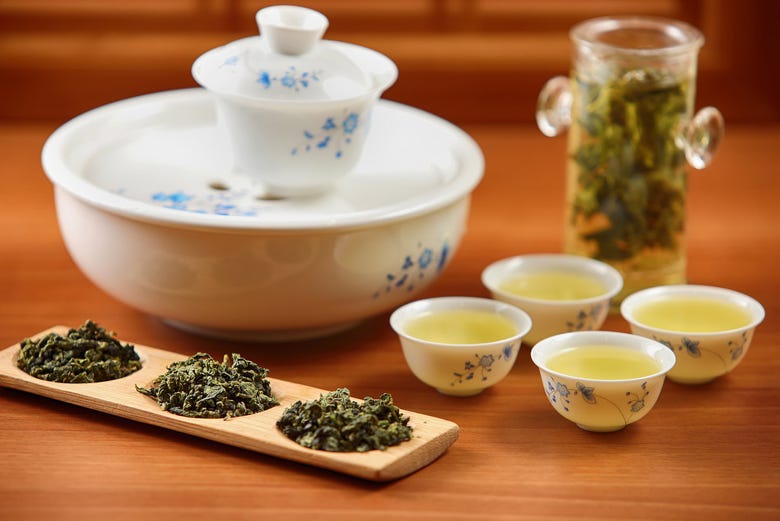 Utensílios da cerimônia do chá chinês