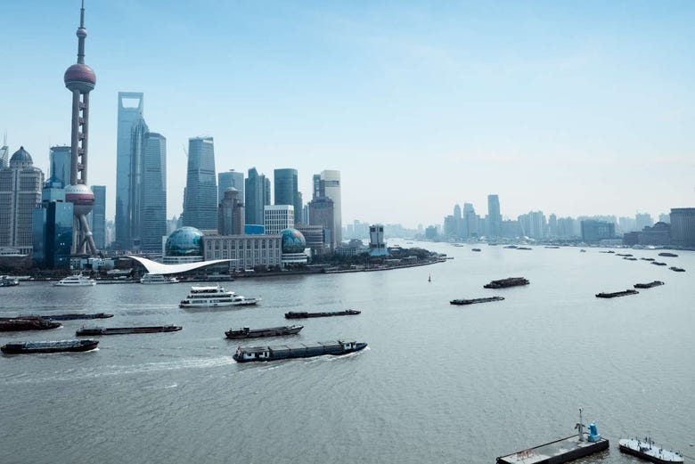 Shanghai vista do rio Huangpu