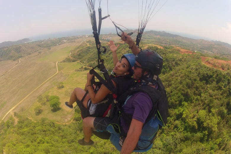 Enjoying the paragliding flight