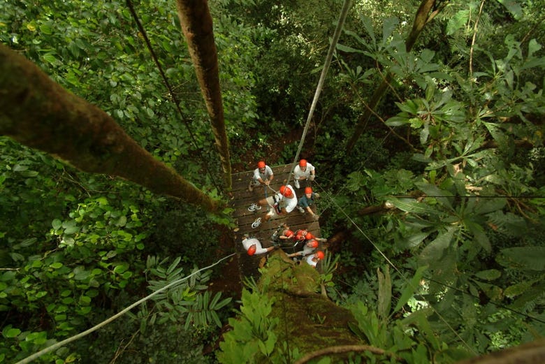 Enjoying ziplining through the jungle