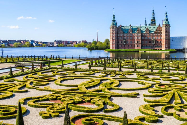 Elegant gardens of Frederiksborg Castle