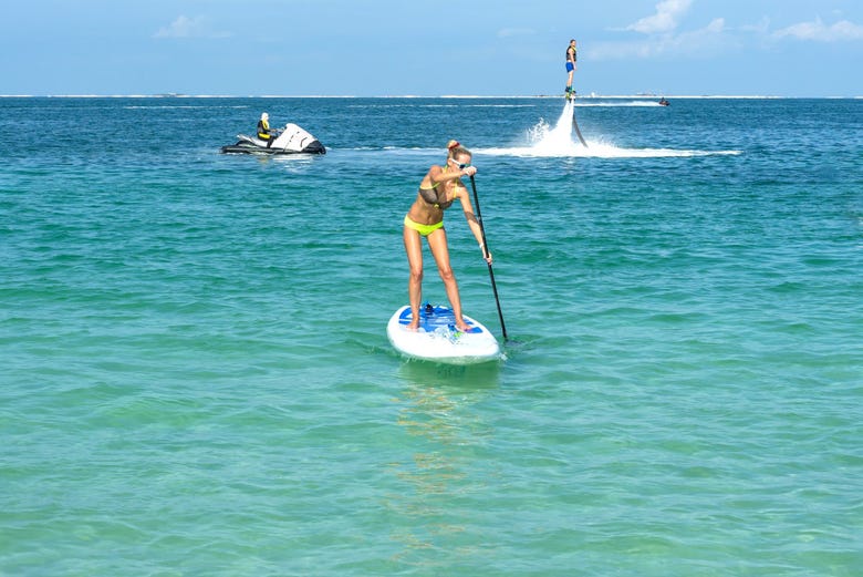 Stand up paddle surfing in Dubai