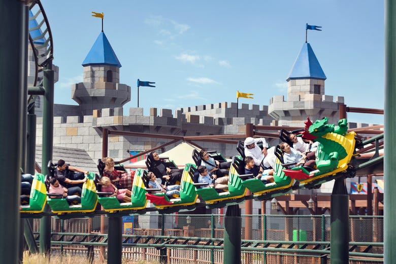 Riding a dragon at Legoland Dubai