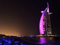 Burj Al Arab lit up at night