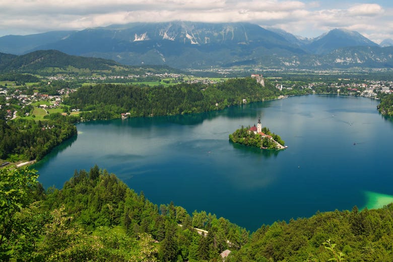 Panorâmica do lago Bled