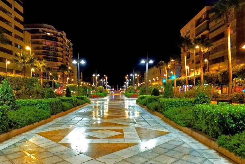 Central Almería at nighttime