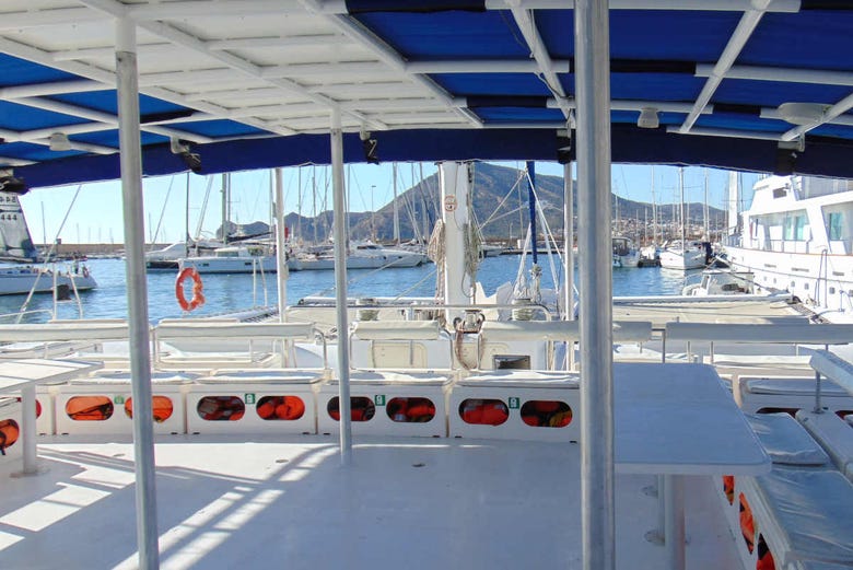 Inside the catamaran