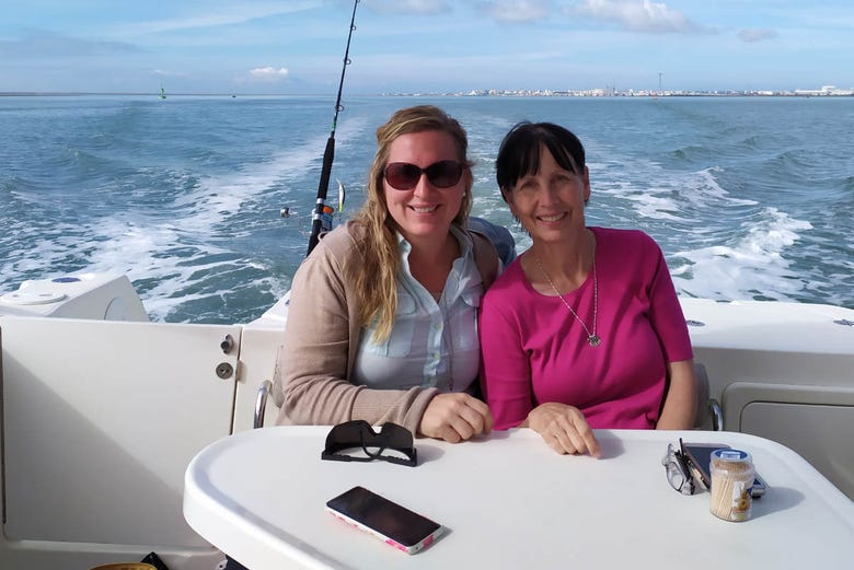 Enjoying the boat trip on the bay of Cadiz