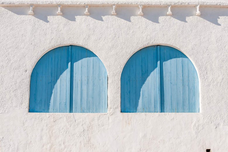 Le finestre azzurre delle casette dei pescatori di Jávea