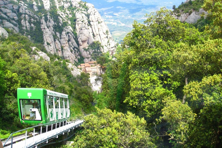 Funicular ride through the beautiful mountain scenery