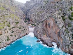 Vista desde el aire del Torrent de Pareis