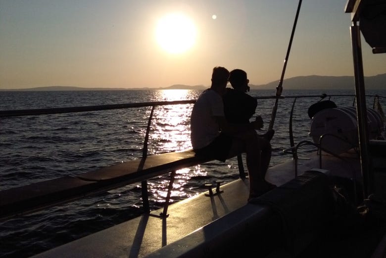 Coucher du soleil depuis le catamaran
