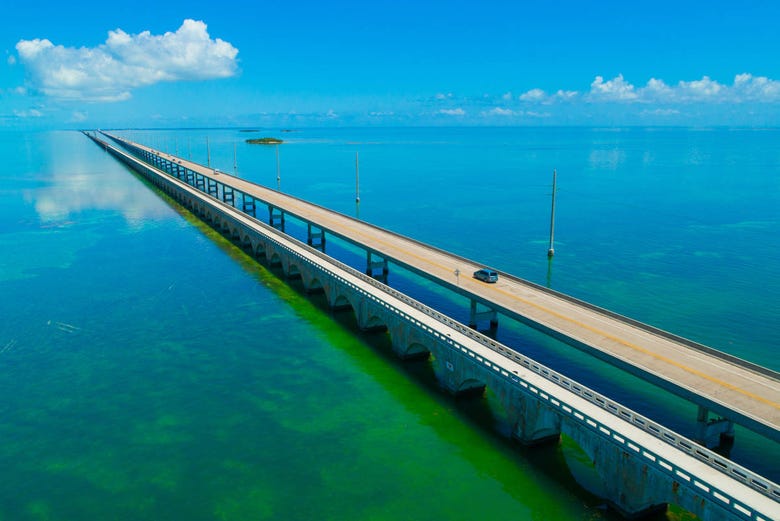 The Seven Mile Bridge from above
