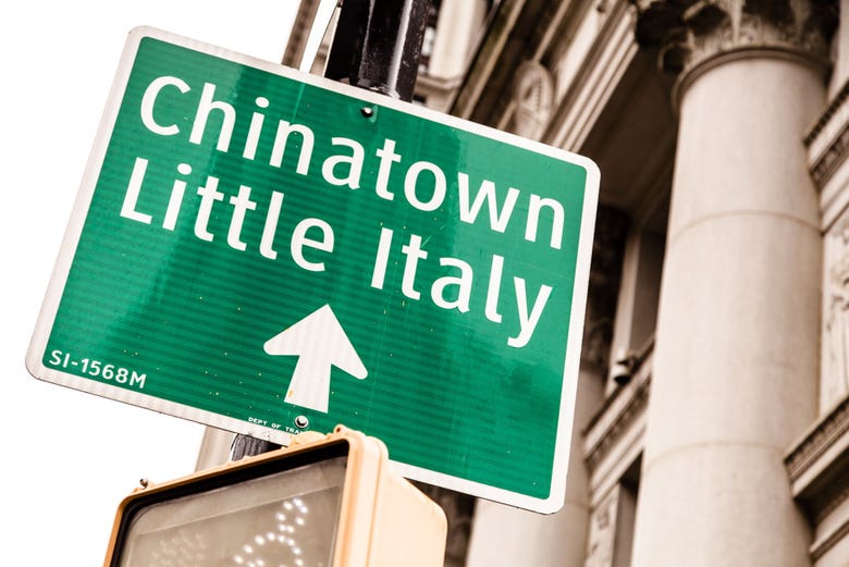 Chinatown and Little Italy, districts in southern Manhattan