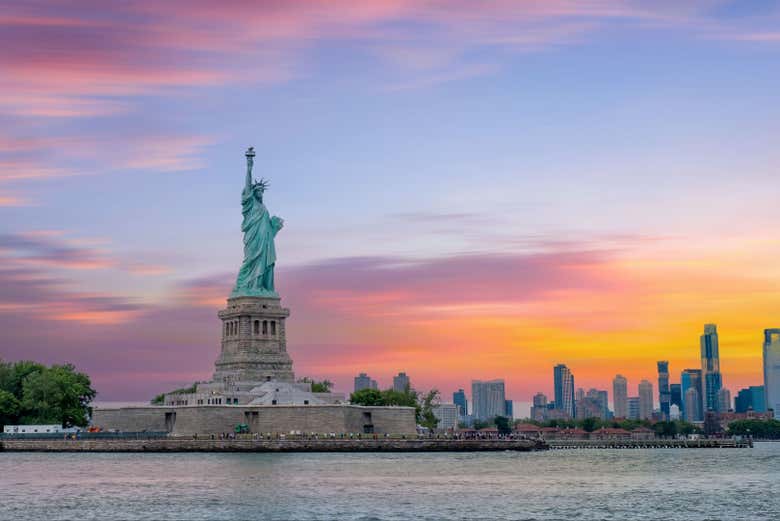 Estatua de la Libertad de Nueva York desde el barco