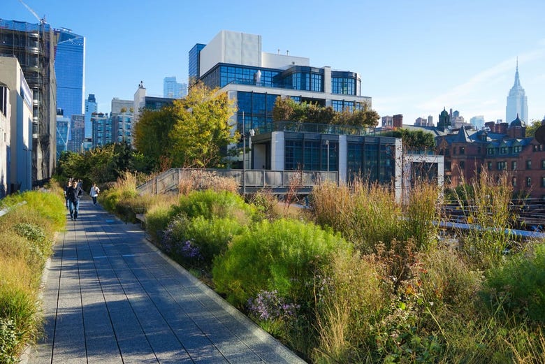 Strolling along the High Line in Manhattan