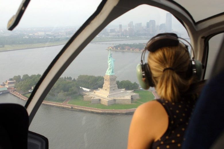 Flying over the Statue of Liberty