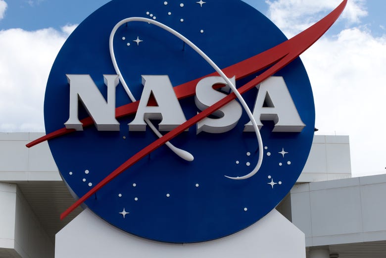NASA logo at the entrance to Cape Canaveral
