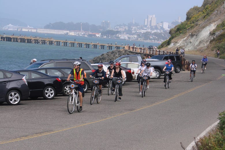 Desfrutando do tour de bicicleta por São Francisco