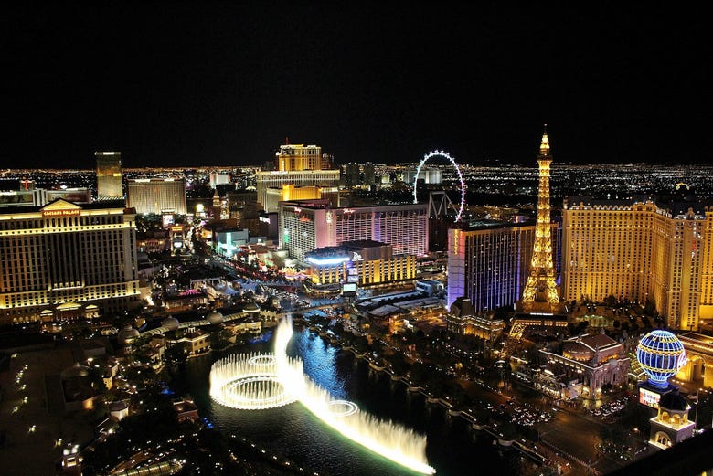 Views of Las Vegas at nightfall