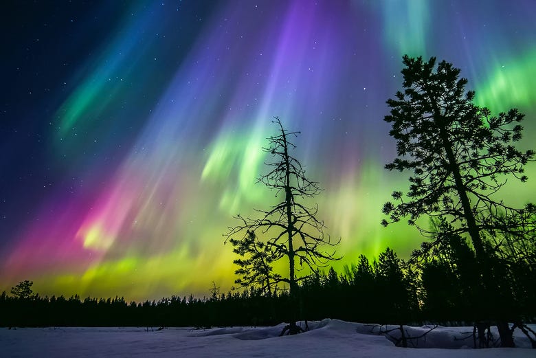 Stunning view of the Northern Lights in Finland