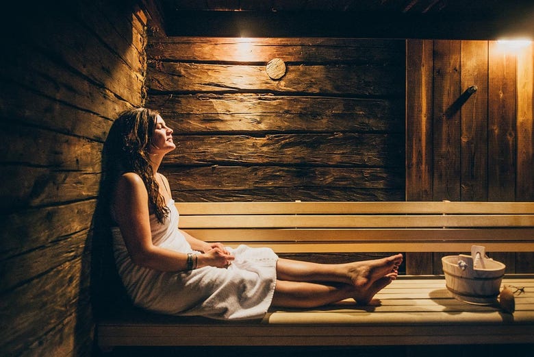 Enjoying a relaxing Finnish sauna