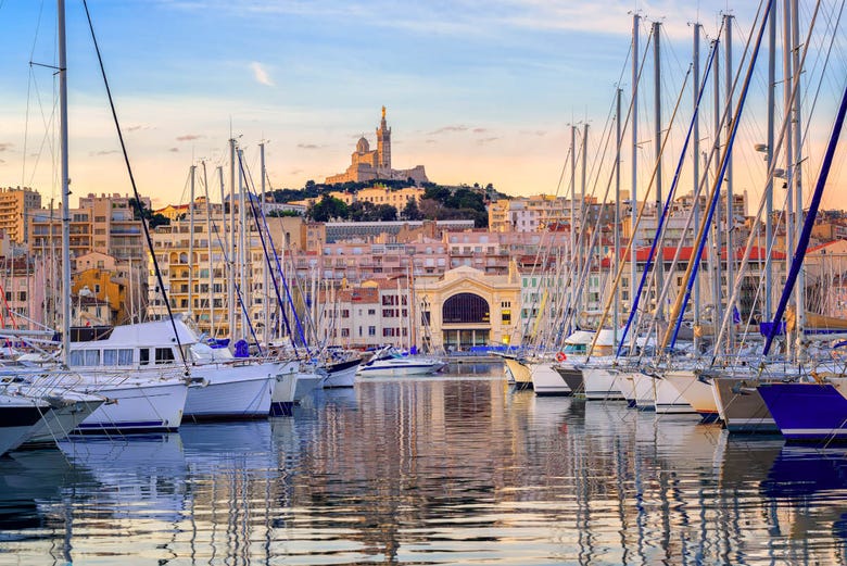 Old Port of Marseille at sunset