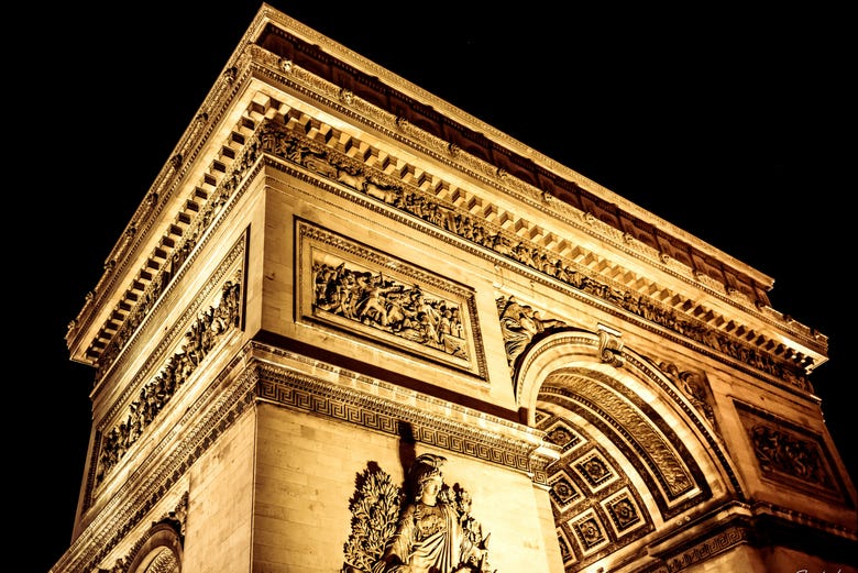 The Arc de Triomphe lit up