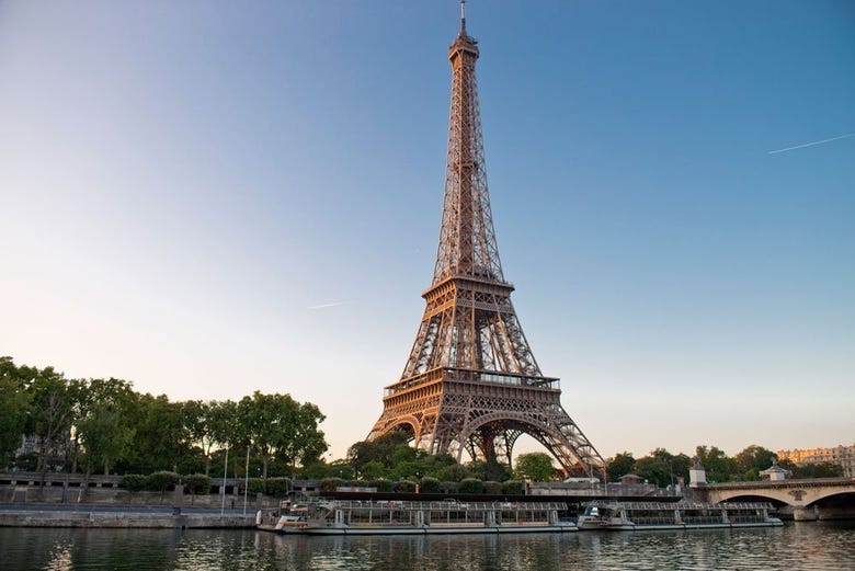 View of the Eiffel Tower from the river boat