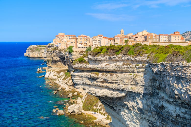 The city of Bonifacio perched on the clifftops of Corsica