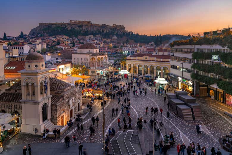 Plaza Monastiraki al atardecer