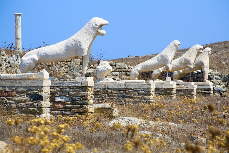 Les célèbres sculptures de lions de Délos