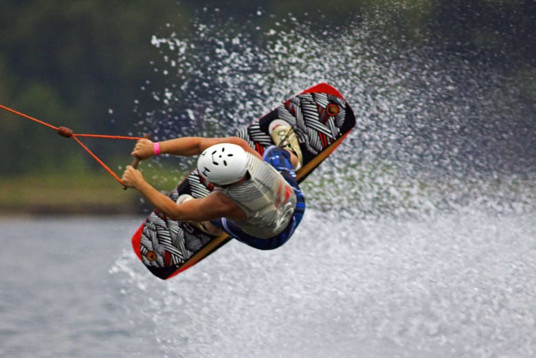 Jumping on the wakeboard