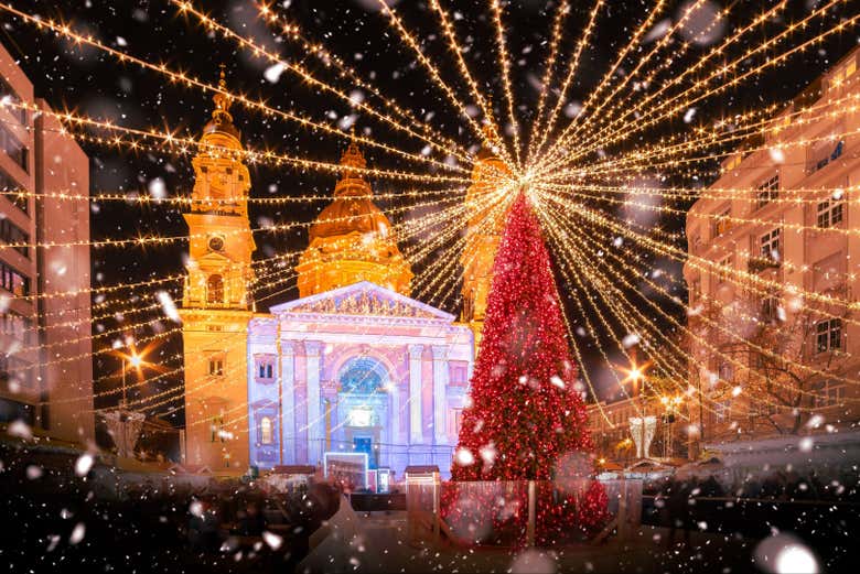Disfrutando de las luces de Navidad en Budapest