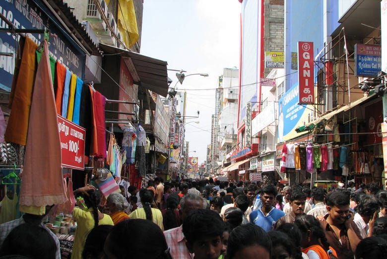 A shopping street in Chennai