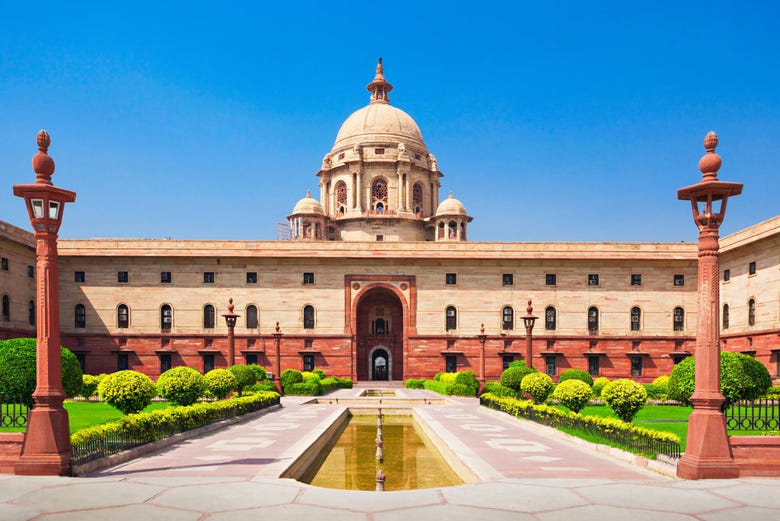 Vista del Palacio Presidencial de Delhi