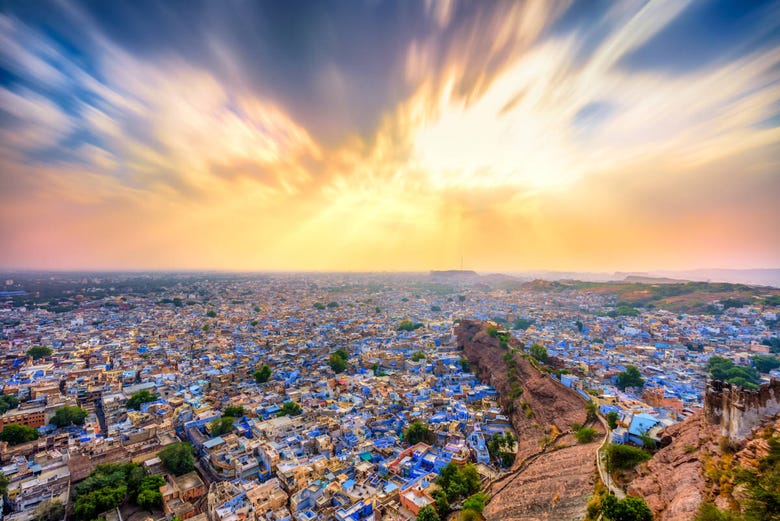 Panoramic view over the Blue City of Jodhpur
