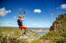 Zip Line in Rainforest Adventures St Maarten + Maho Beach