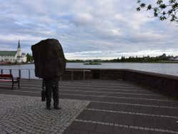 Sculpture on the shore of Lake Tjörnin
