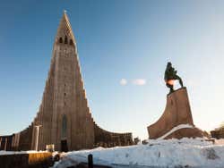 Statue of Leif Eriksson outside the Hallgrimskirkja