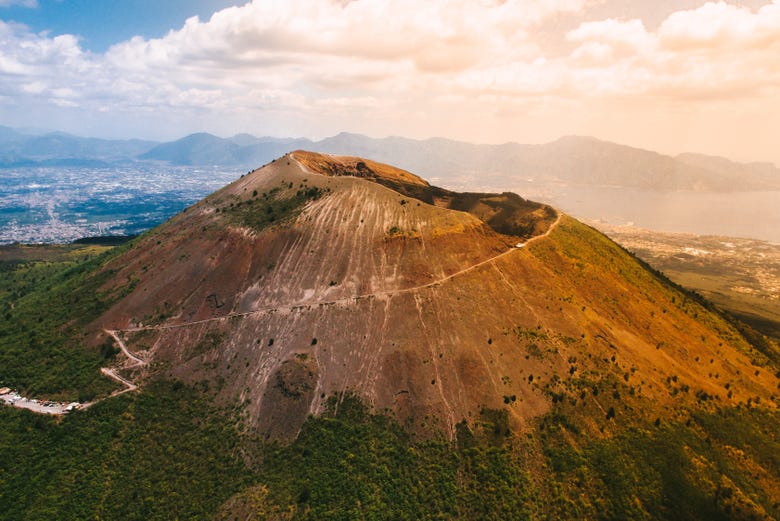 Vista aérea do vulcão
