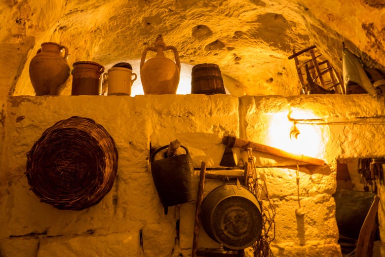 Interior de la Casa Grotta de Matera